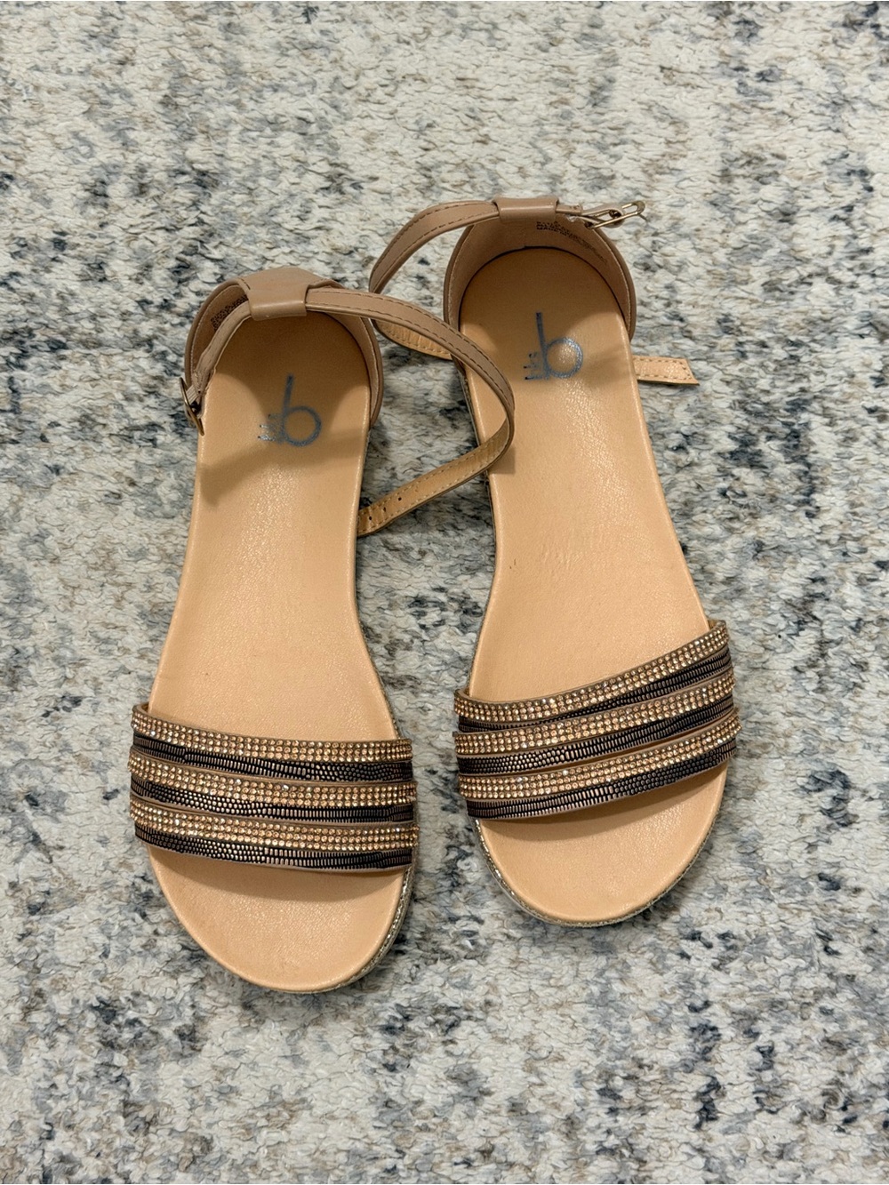 Bakers Tan Beaded-Strap Ankle Strap Sandals